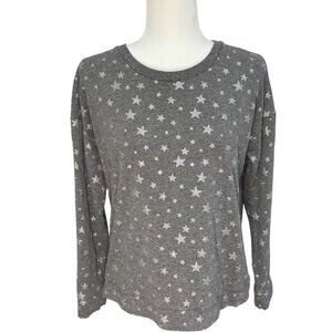 T by Talbots Star Sparkly Print Pullover Sweatshirt | Medium | Heather Gray